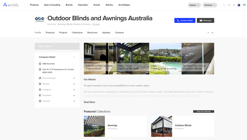 Outdoor Blinds and Awnings Archify profile